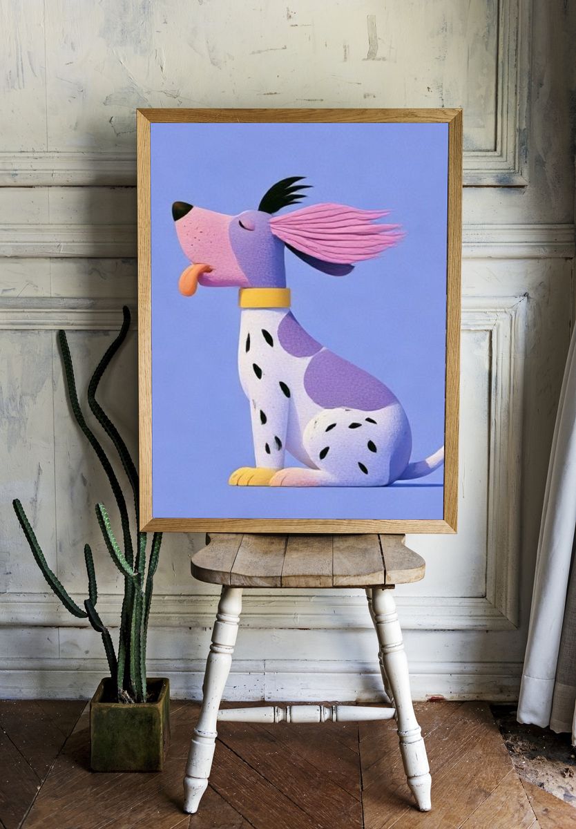 Playful Dalmatian Illustration Poster. — room view 1