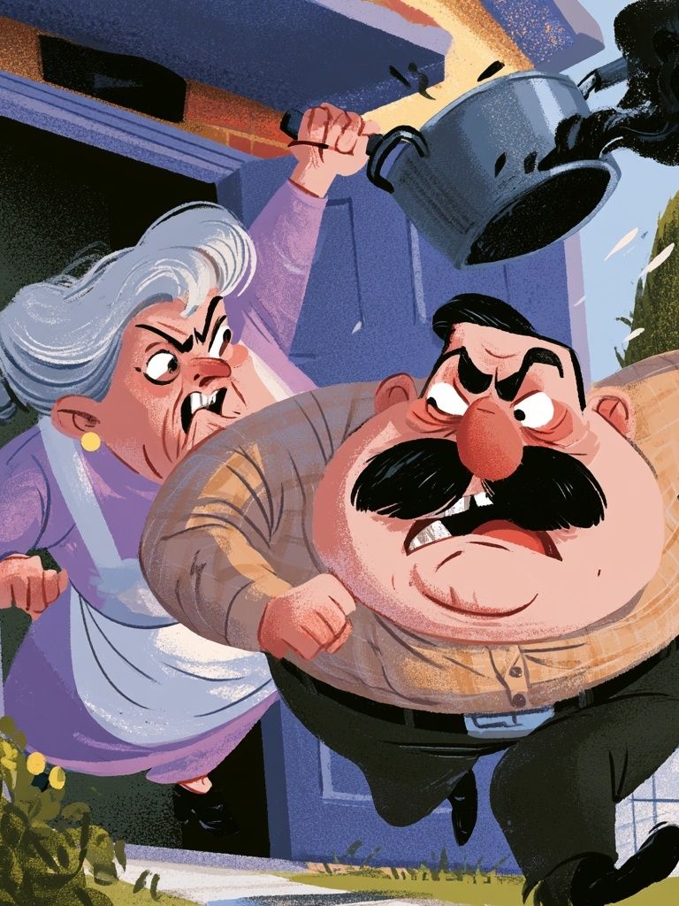 Angry Neighbors Cartoon Poster. poster detail