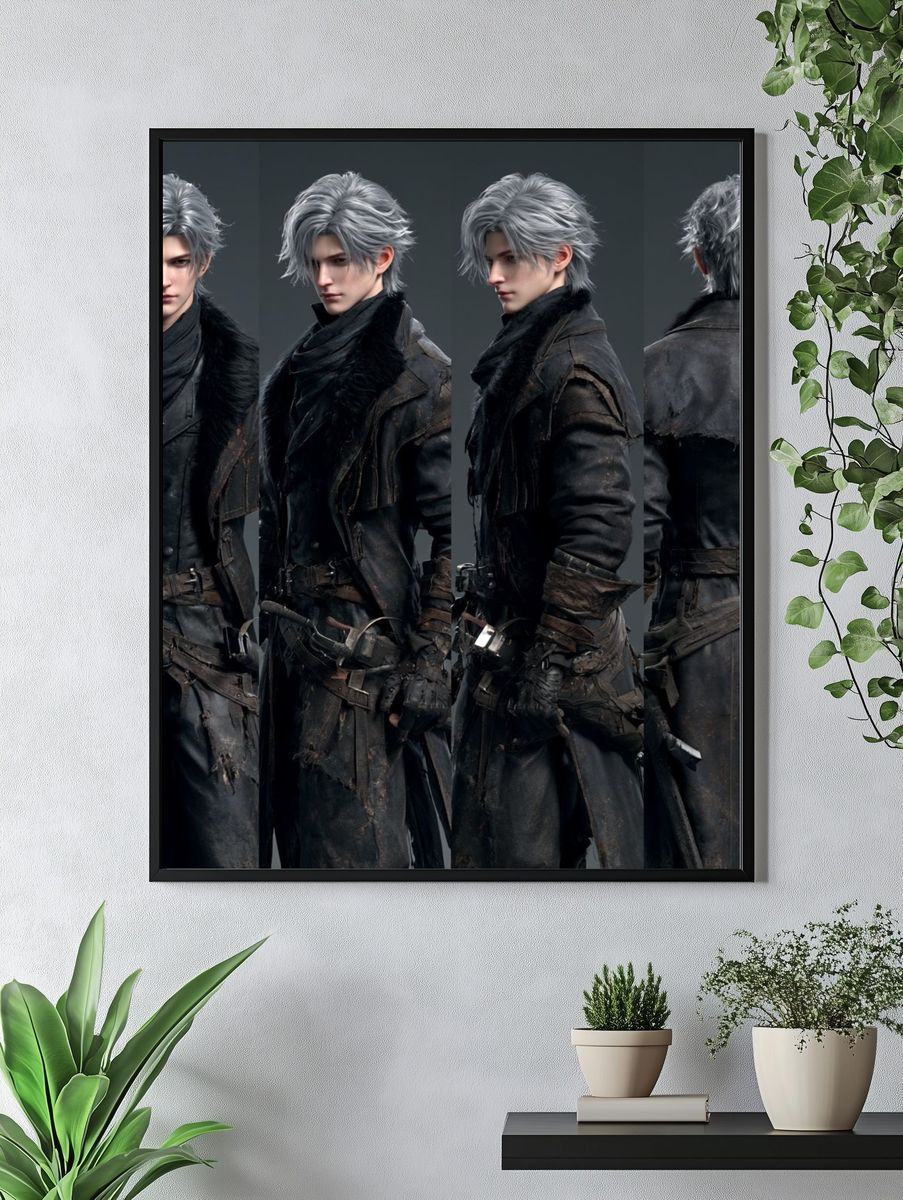 Silver-Haired Warrior Character Print. — room view 4