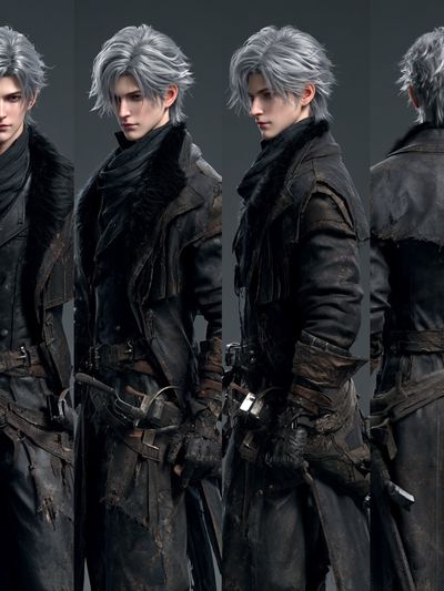 Silver-Haired Warrior Character Print. poster