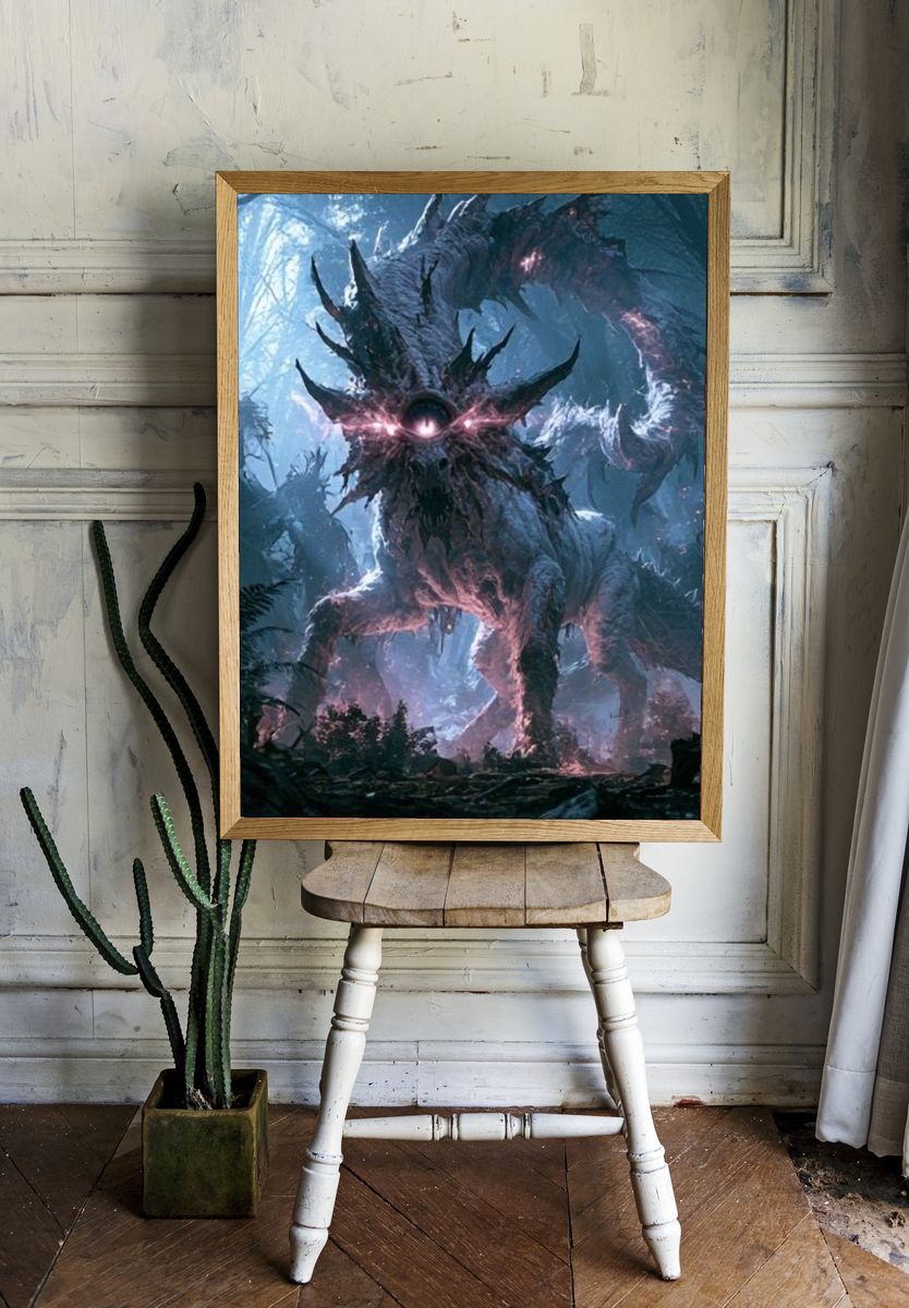 Mystic Forest Dragon Digital Art Poster. — room view 1