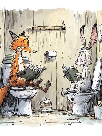 Fox and Rabbit Reading Poster. poster print