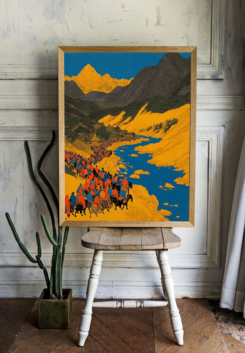 Mountain Pilgrimage Illustration Poster. room preview