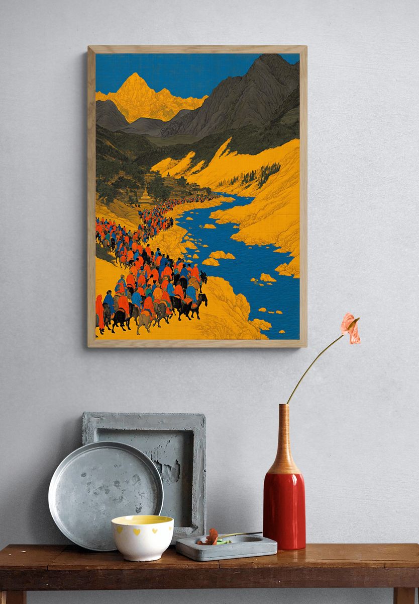 Mountain Pilgrimage Illustration Poster. — room view 3