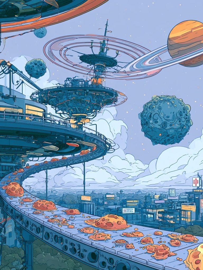 Futuristic Space City Illustration Poster. poster — illustration art