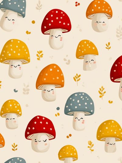 Cute Mushroom Pattern Illustration Poster. poster print