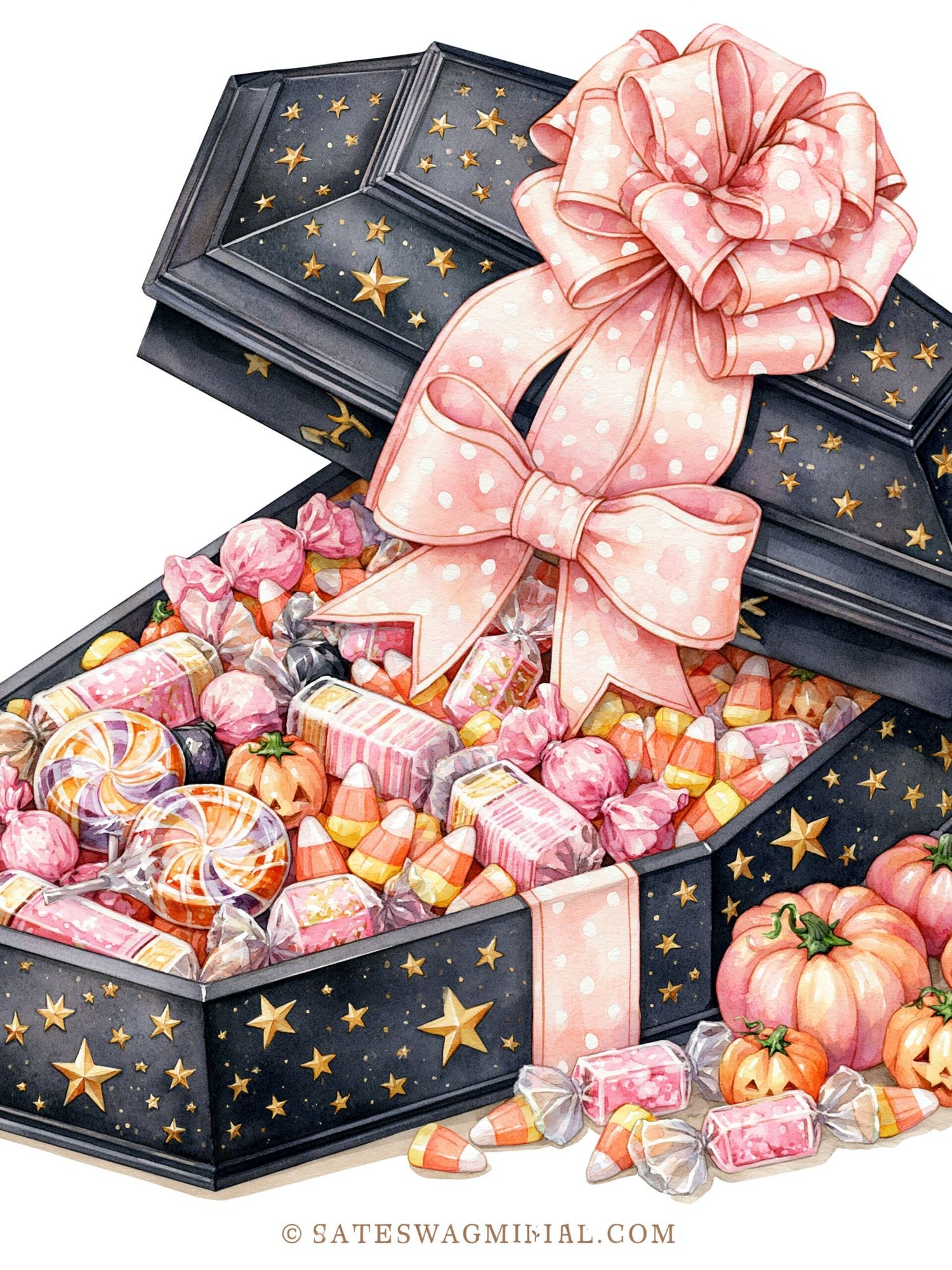 Halloween Candy Box Watercolor Print. poster detail
