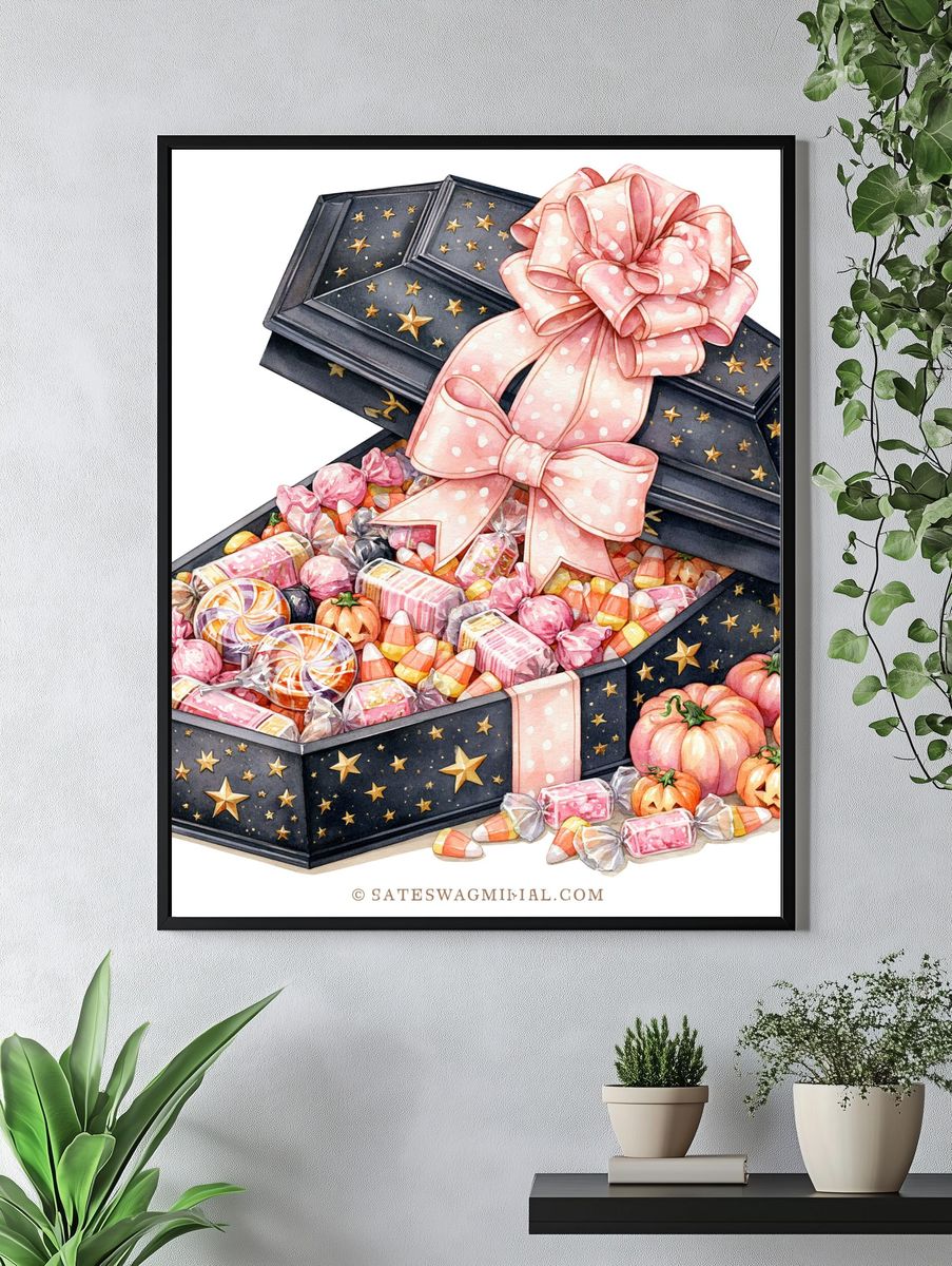 Halloween Candy Box Watercolor Print. — room view 4