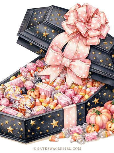 Halloween Candy Box Watercolor Print.