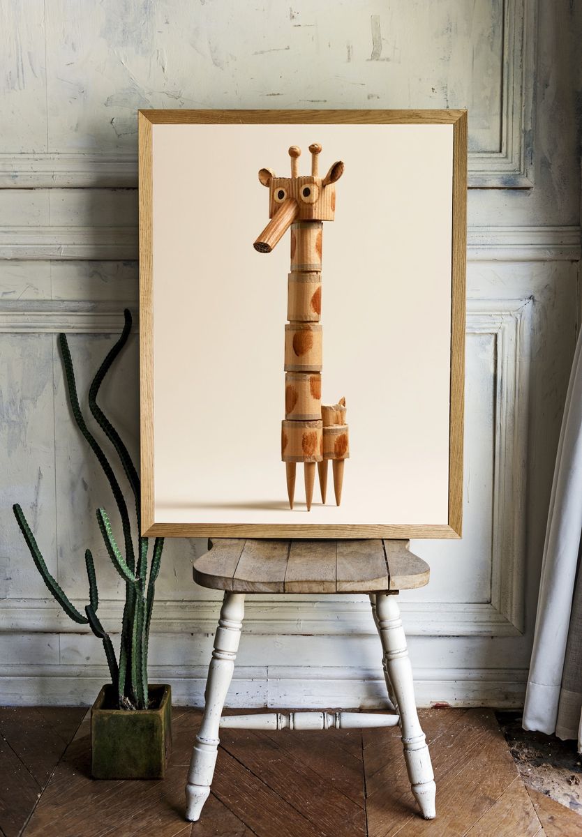 Cardboard Giraffe Illustration Poster. room preview