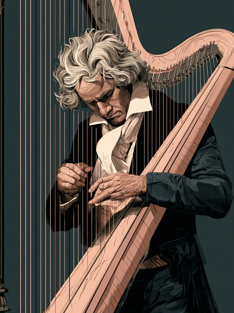 Classical Harpist Illustration Poster. poster detail