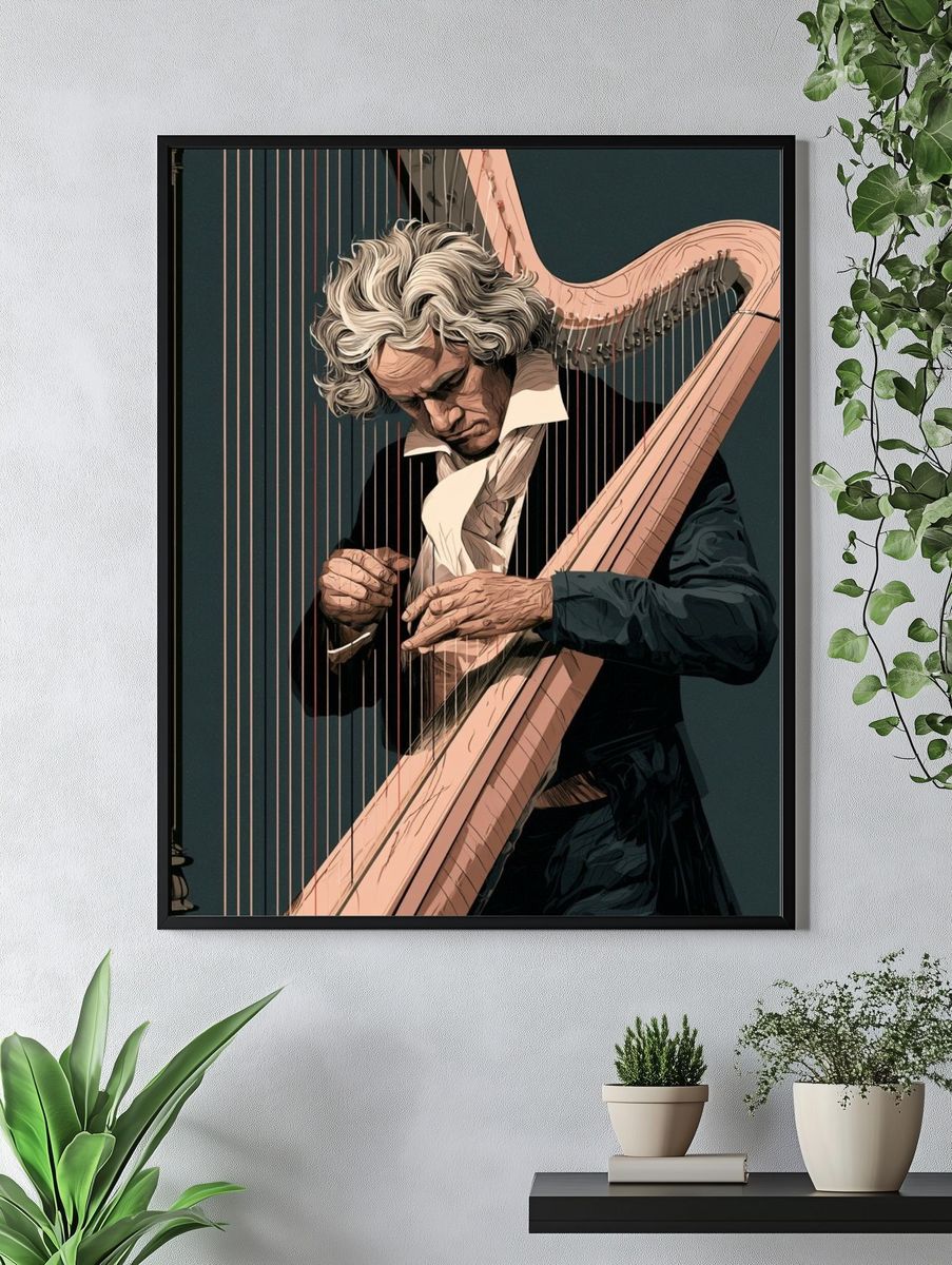Classical Harpist Illustration Poster. — room view 4