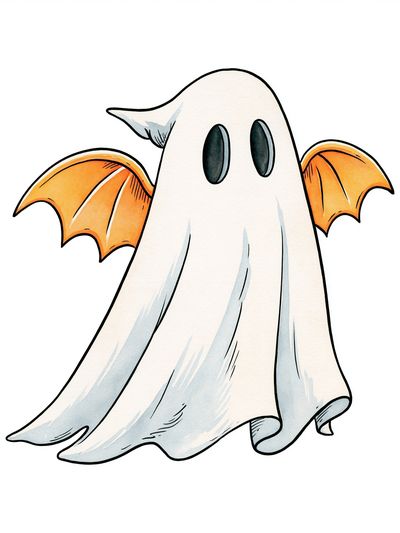 Cute Ghost Bat Cartoon Poster. poster