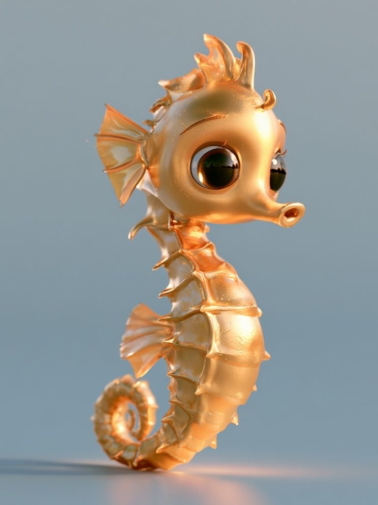 Golden Seahorse Digital Art Poster. poster — illustration art