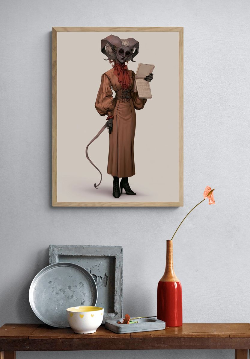 Horned Character Illustration Poster. — room view 3