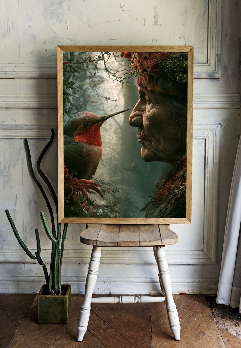 Forest Spirit and Hummingbird Print. — room view 1