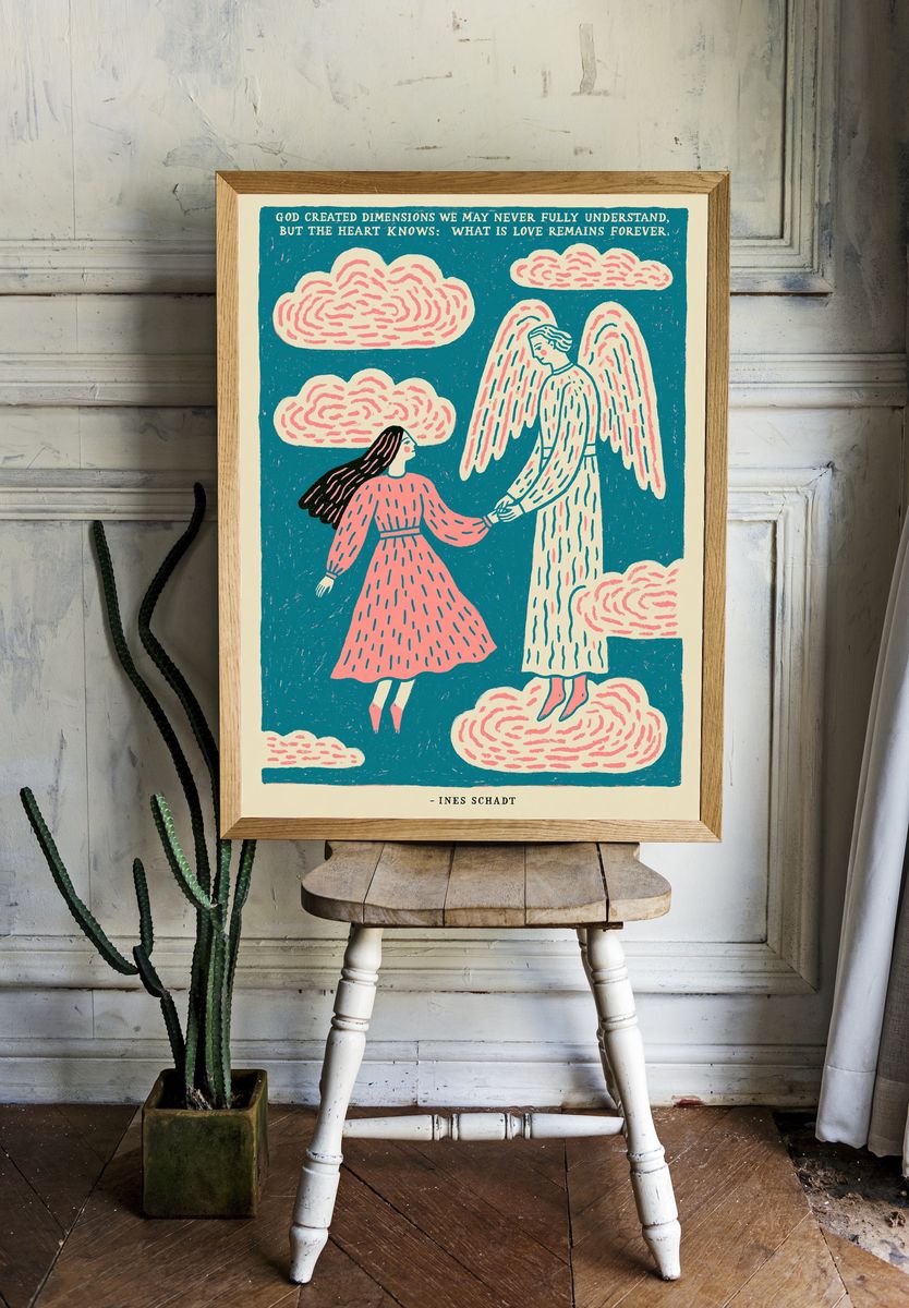 Angel Love Quote Illustration Poster. — room view 1