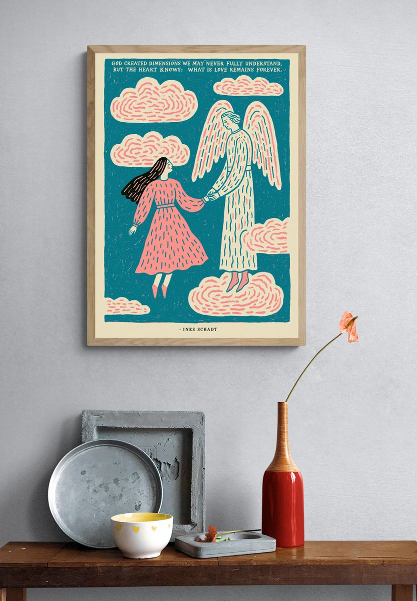 Angel Love Quote Illustration Poster. — room view 3