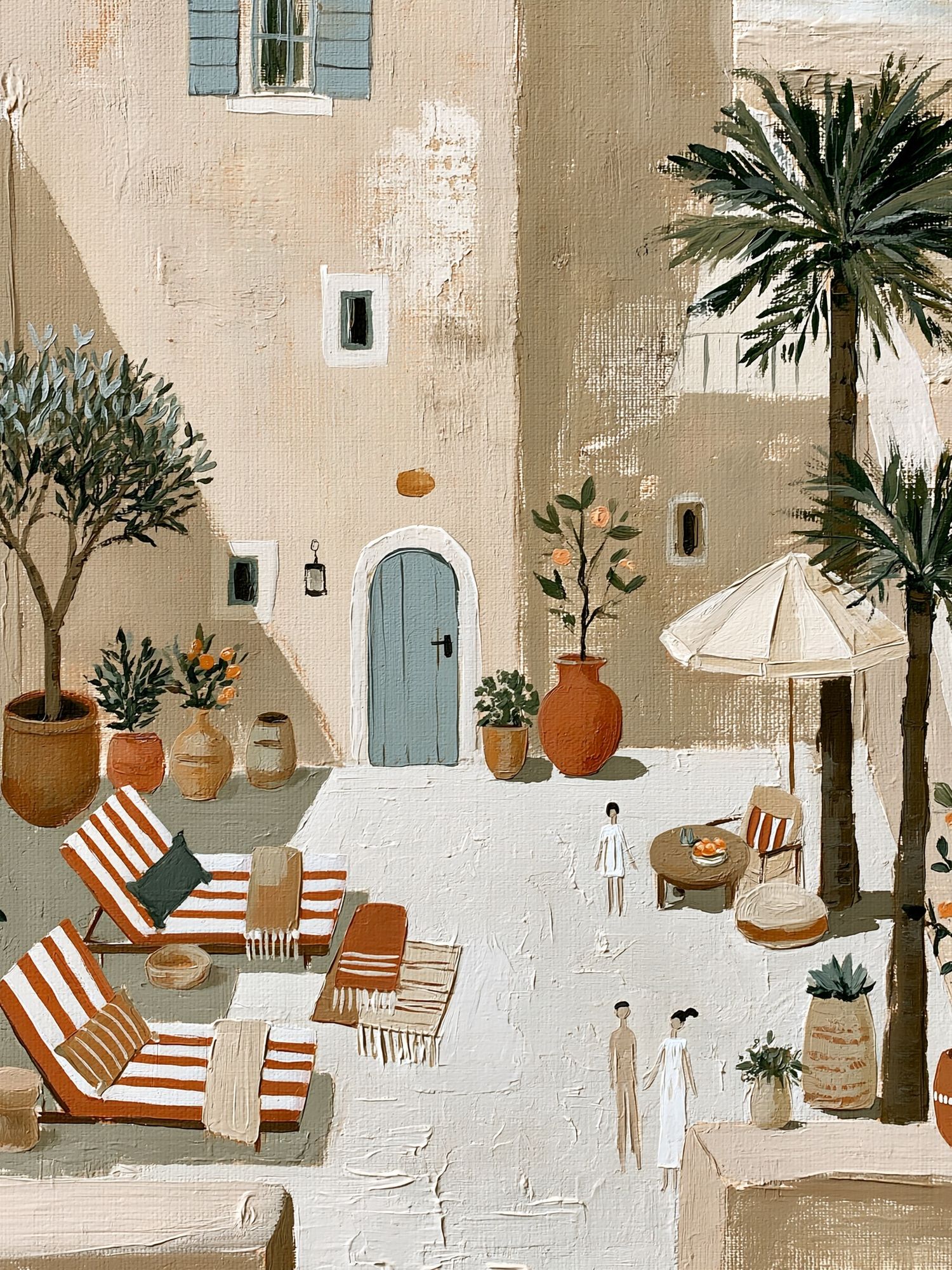 Mediterranean Courtyard Illustration Poster. poster detail