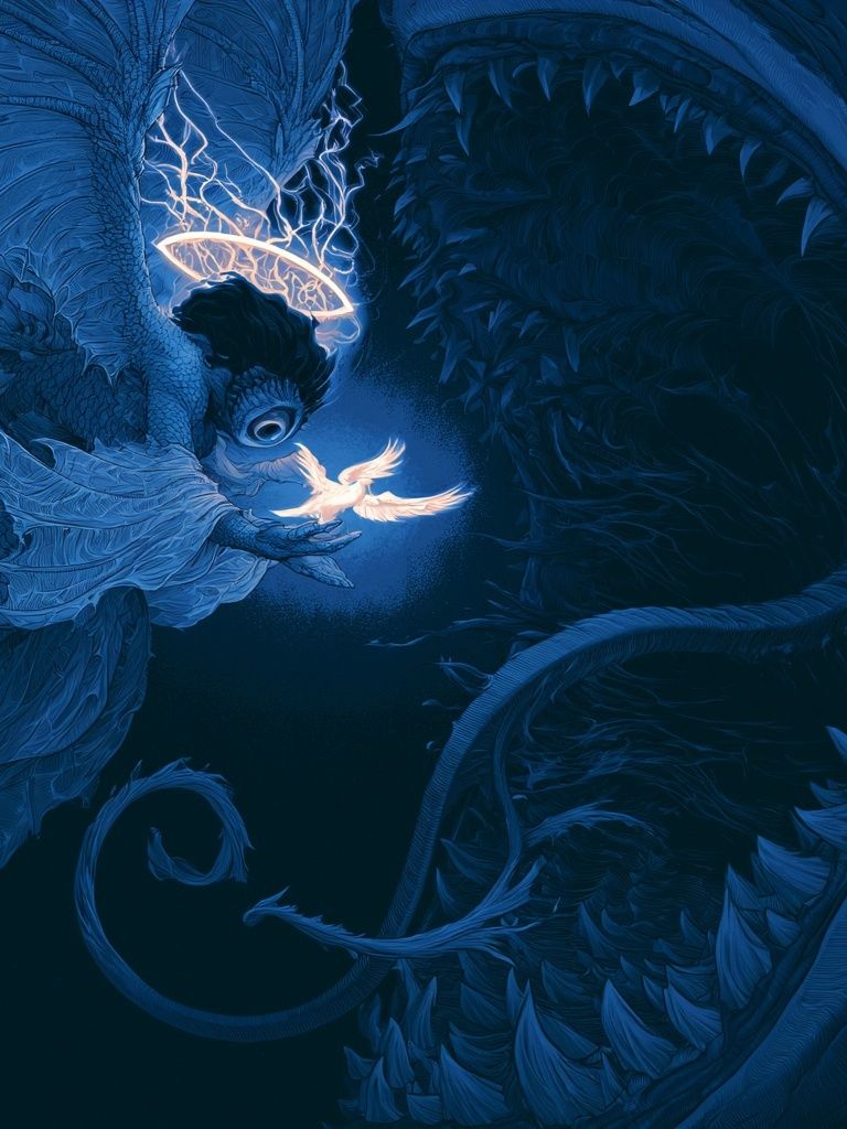 Celestial Dragon and Dove Illustration Poster. poster — illustration art