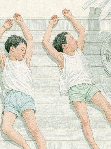 Sleeping Boys Watercolor Print. poster — illustration art