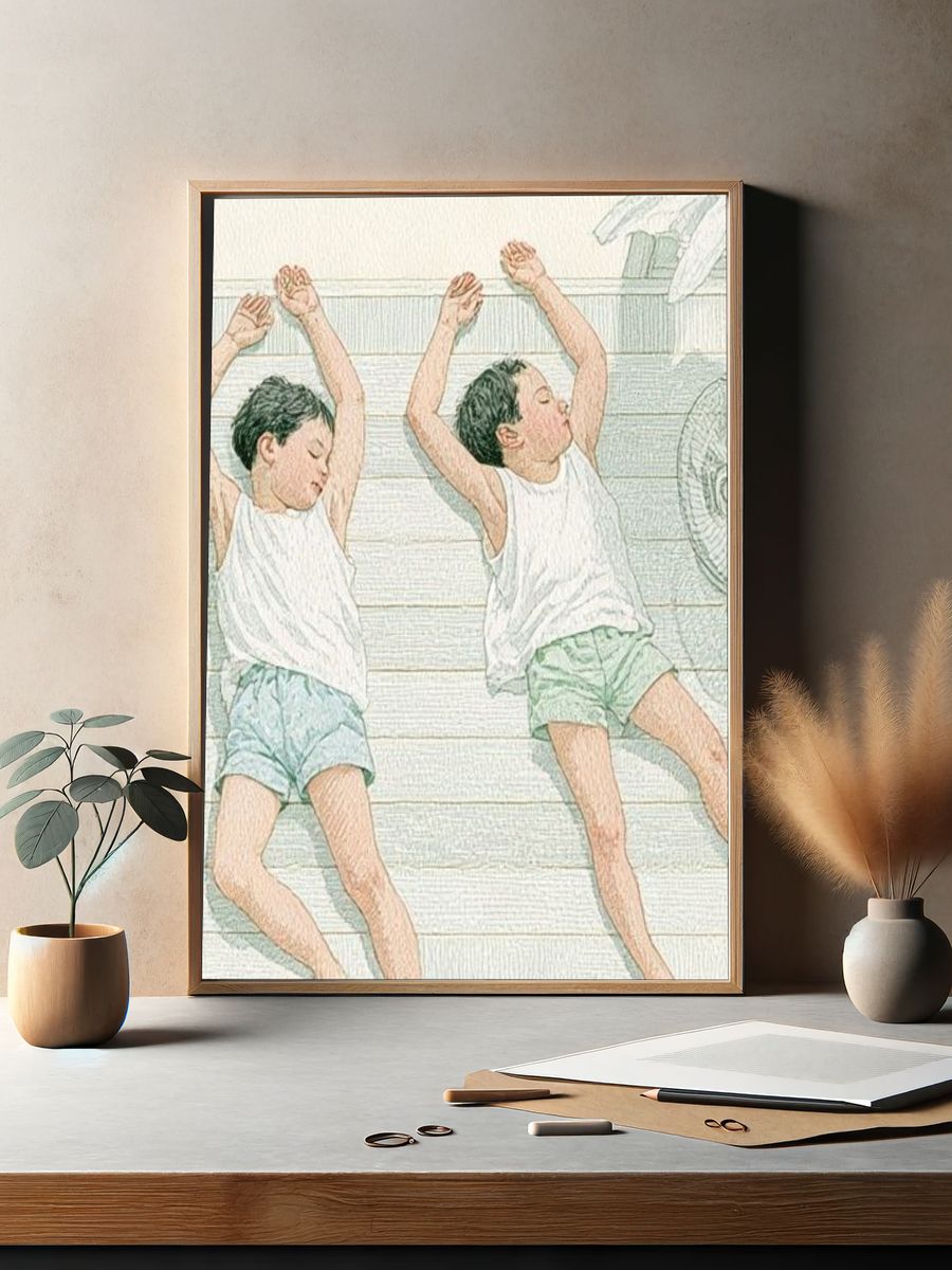 Sleeping Boys Watercolor Print. — room view 2