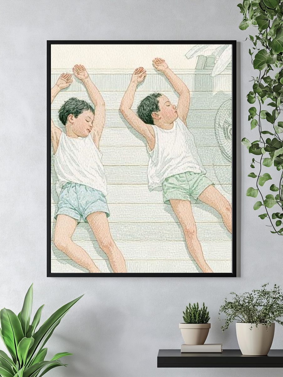 Sleeping Boys Watercolor Print. — room view 4