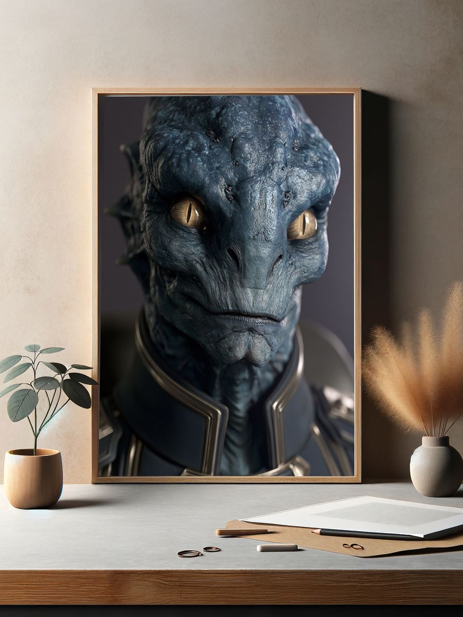 Alien Reptilian Portrait Poster. — room view 2