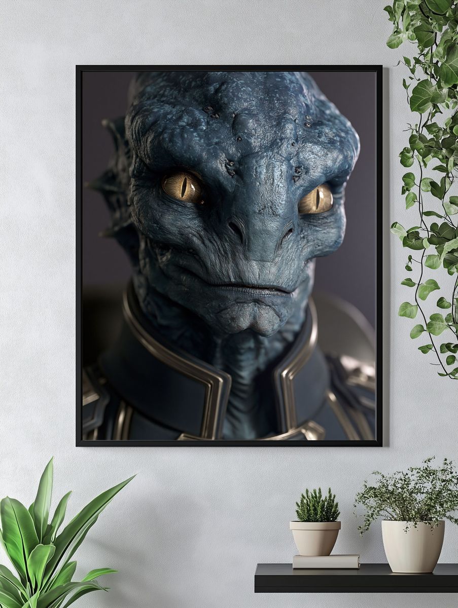 Alien Reptilian Portrait Poster. — room view 4