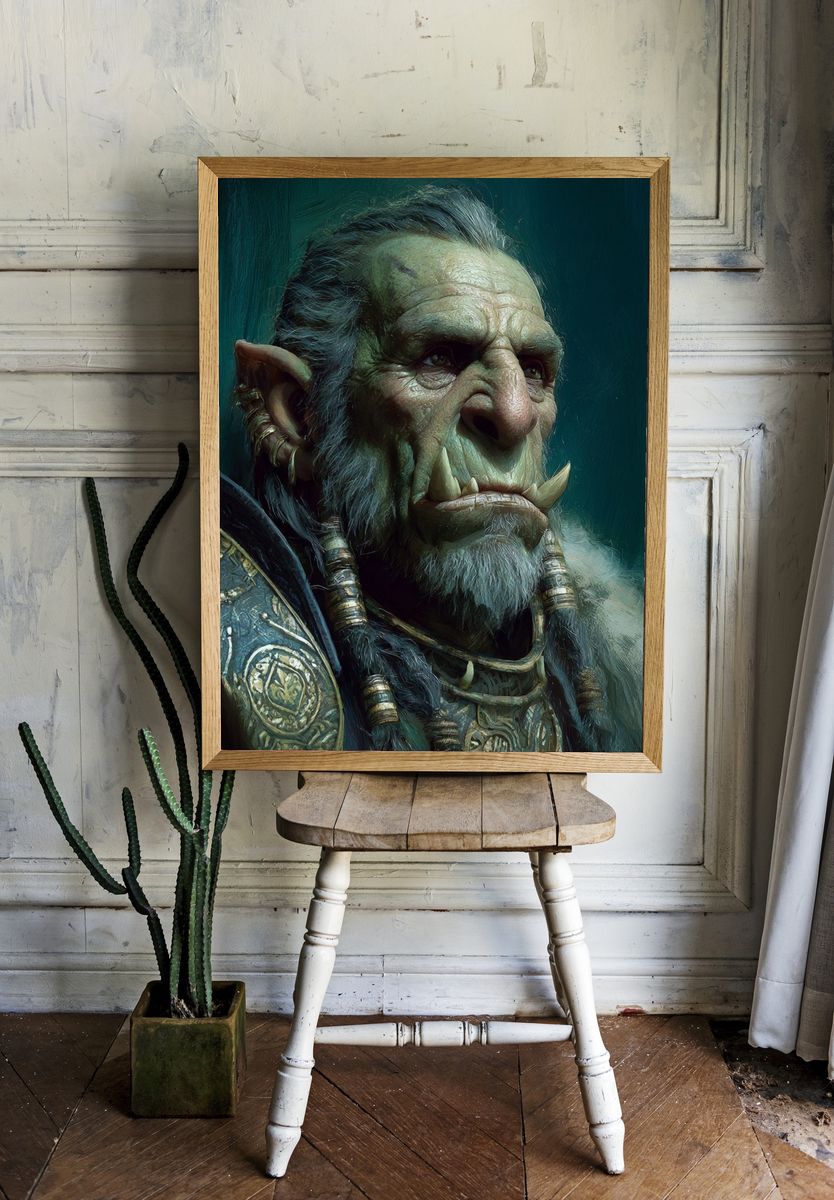 Orc Warrior Fantasy Portrait Print. room preview