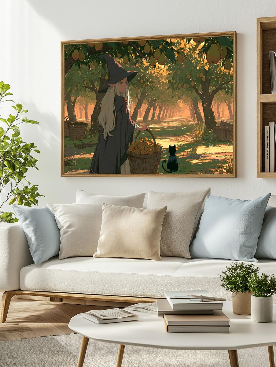 Elven Orchard Harvest Illustration Poster. — room view 2