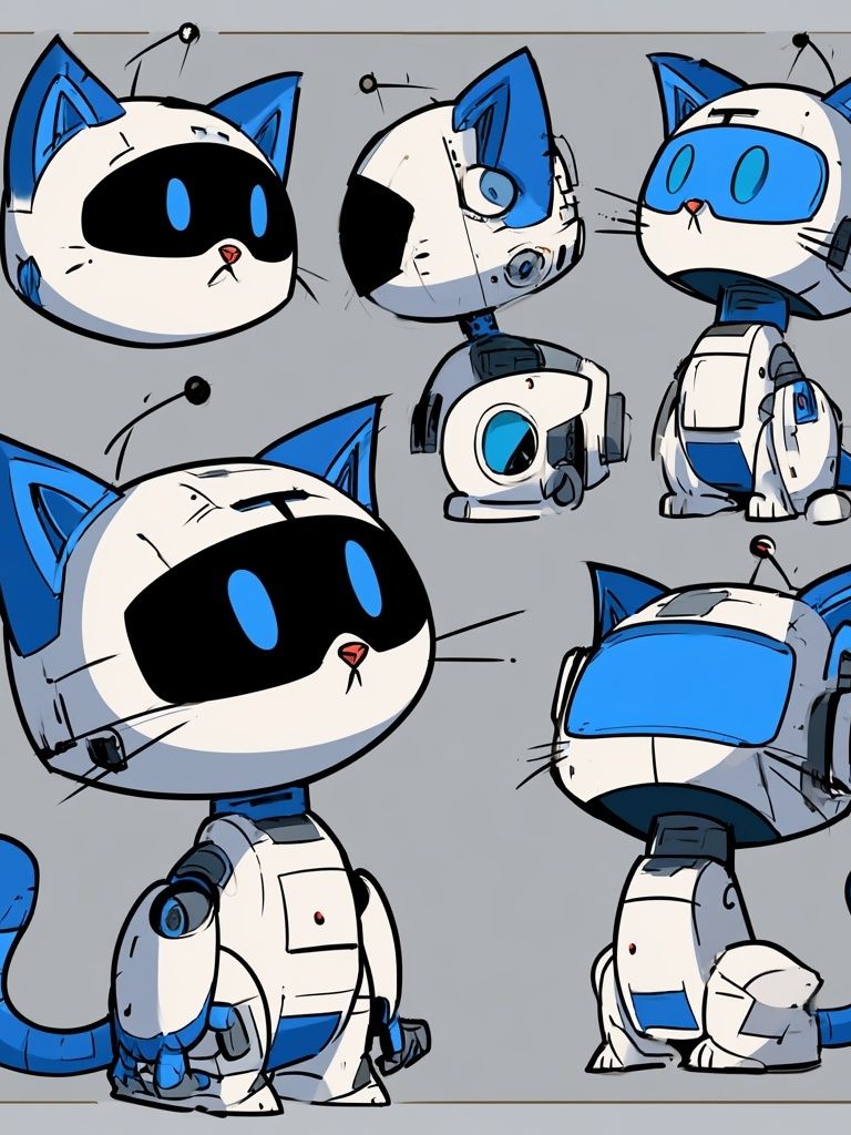 Robot Cat Character Illustration Poster. poster detail