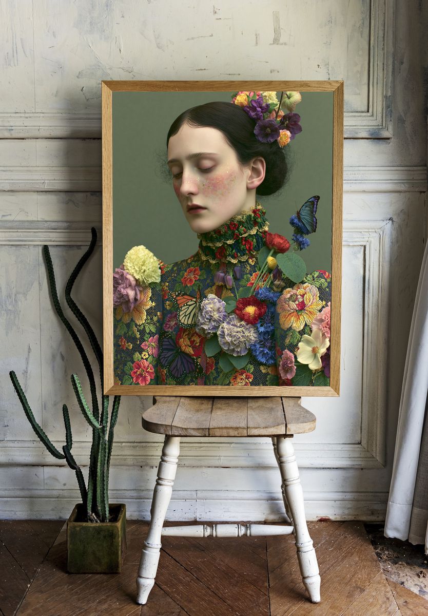 Floral Portrait Illustration Poster. room preview