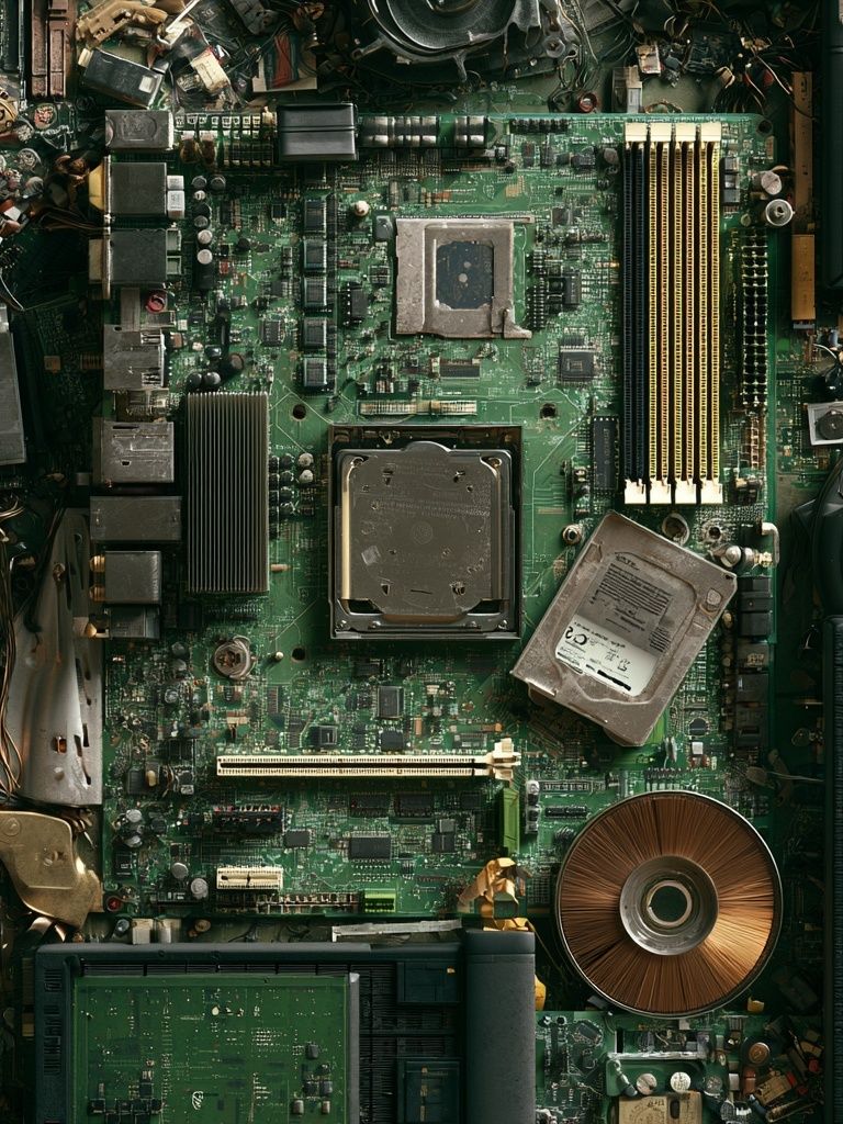 Circuit Board Collage Illustration Poster. poster detail