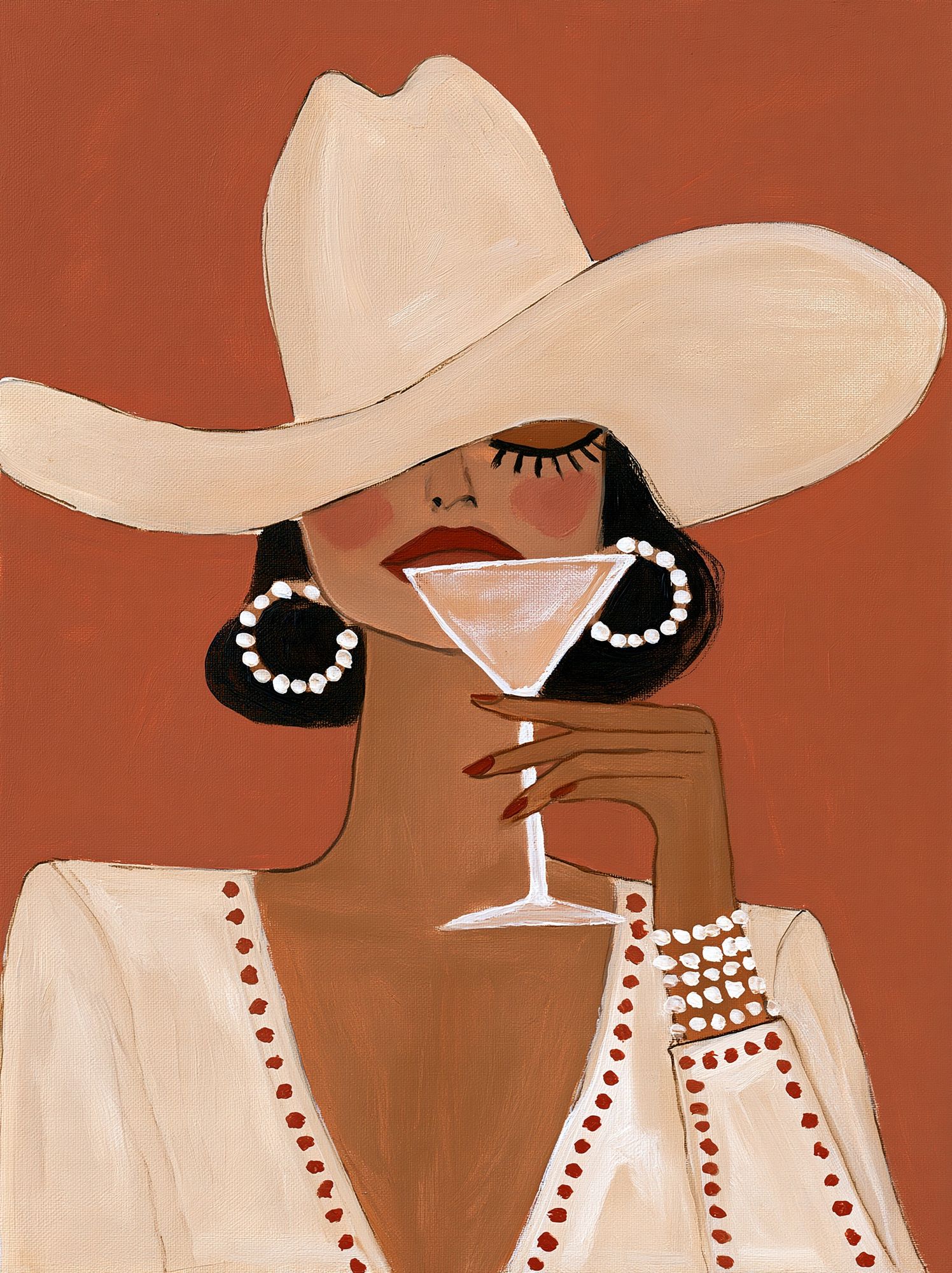 Cowgirl with Martini Illustration Poster. poster detail