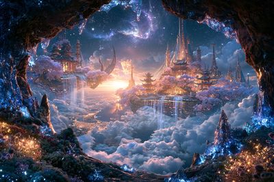 Celestial Pagoda Dreamscape Print.