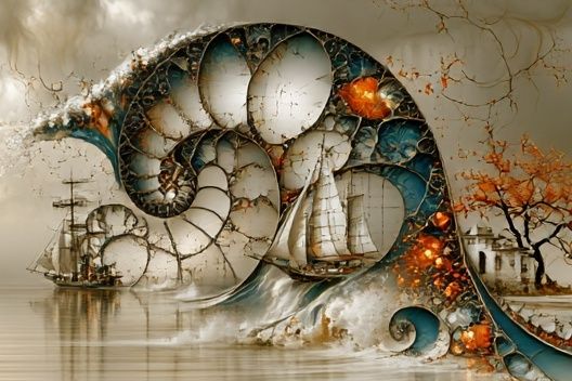Surreal Nautical Dreamscape Print. poster — illustration art