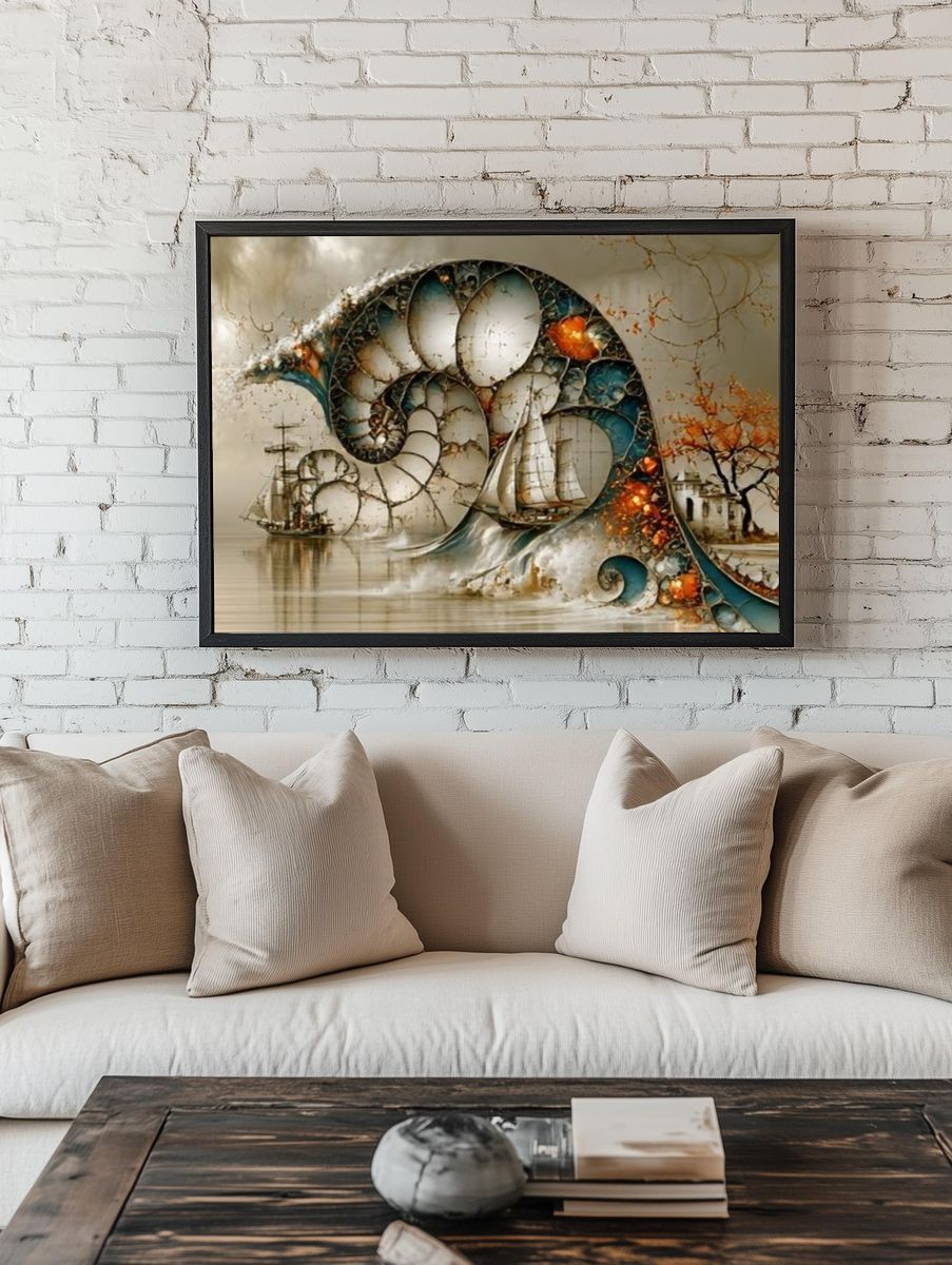 Surreal Nautical Dreamscape Print. — room view 1