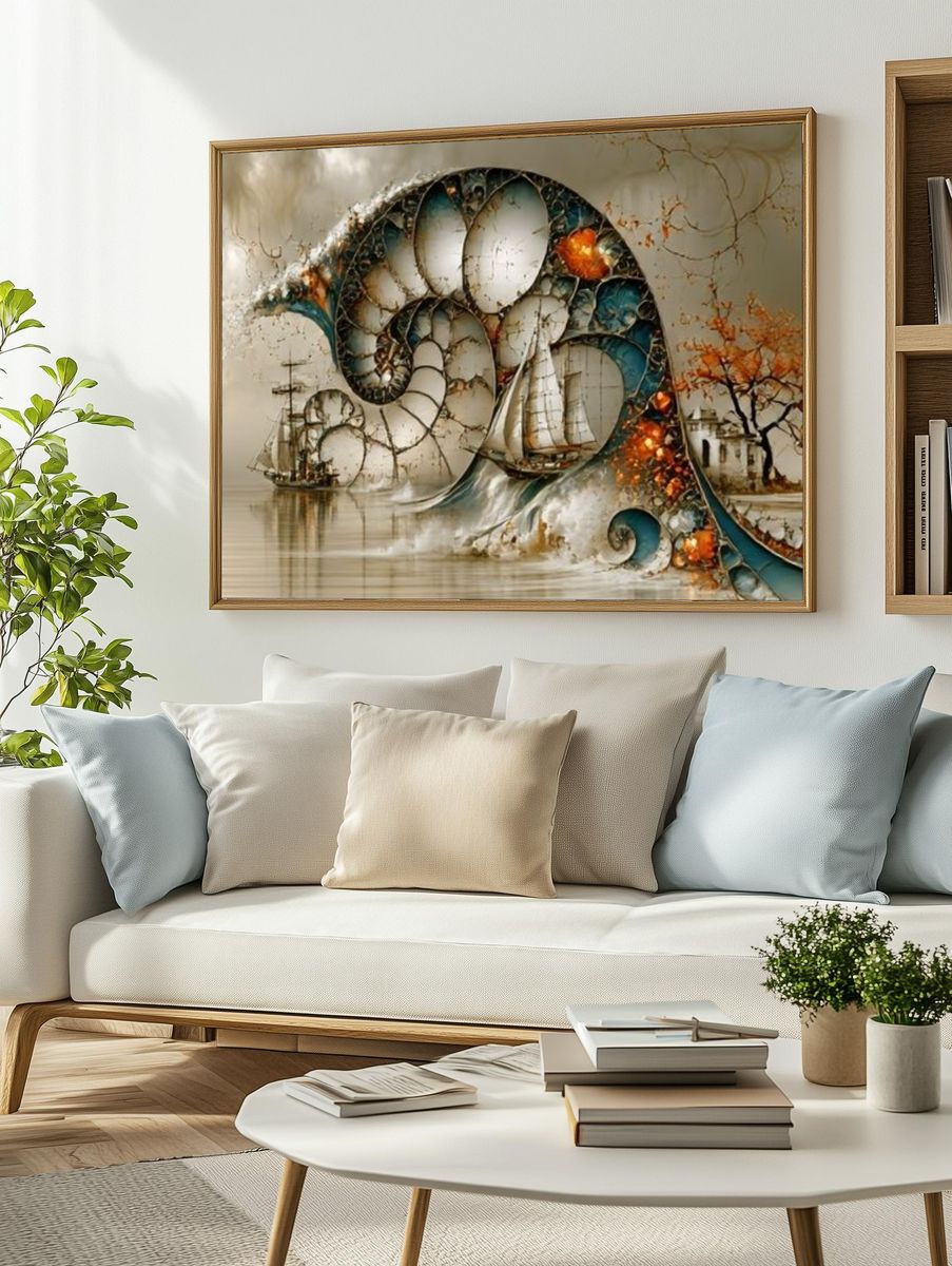 Surreal Nautical Dreamscape Print. — room view 2