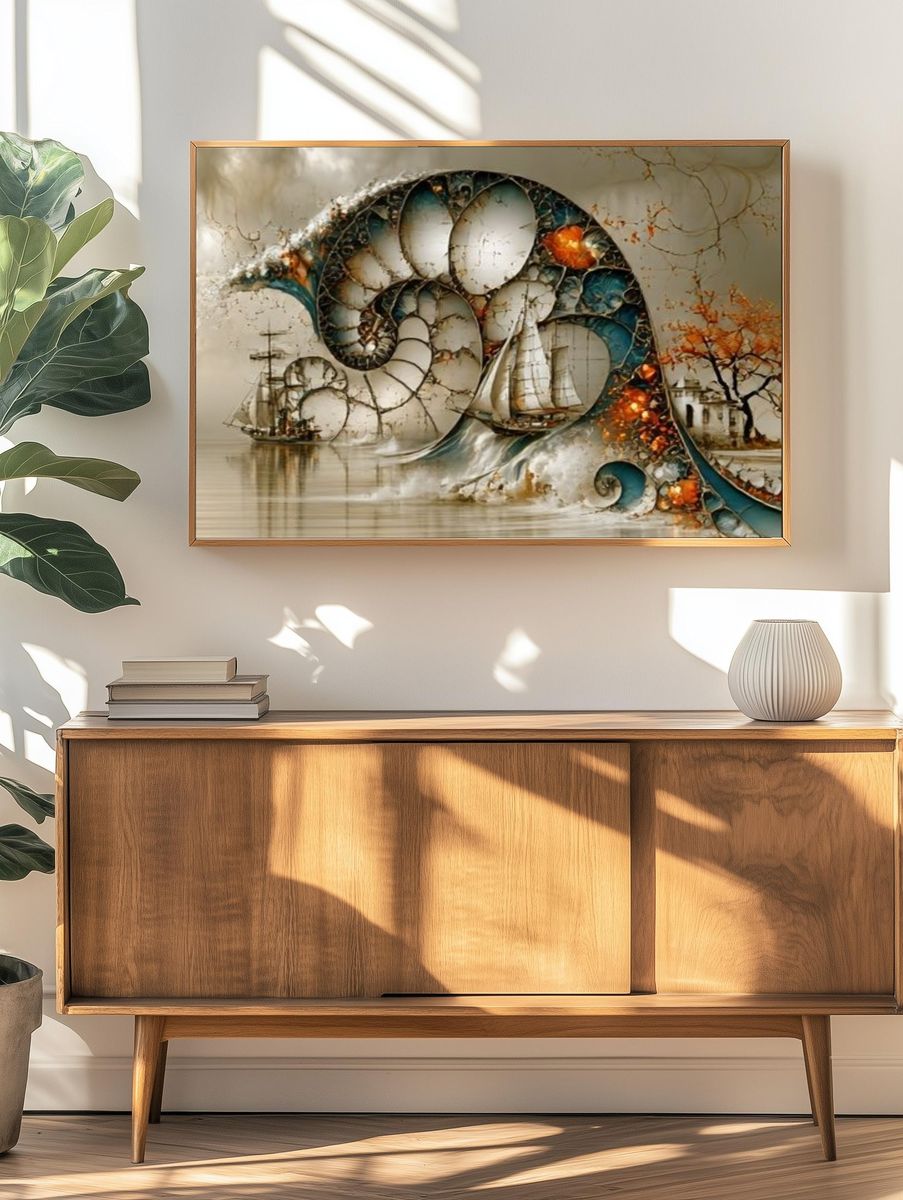 Surreal Nautical Dreamscape Print. — room view 3