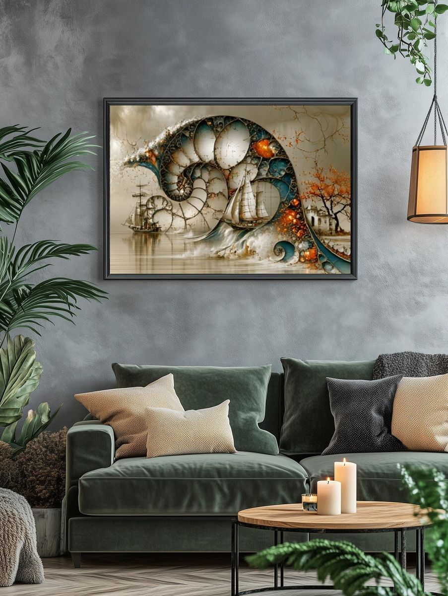 Surreal Nautical Dreamscape Print. — room view 4