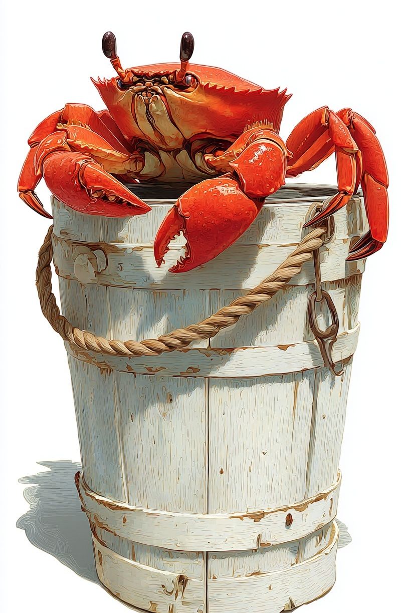 Crab in Bucket Illustration Poster. poster detail