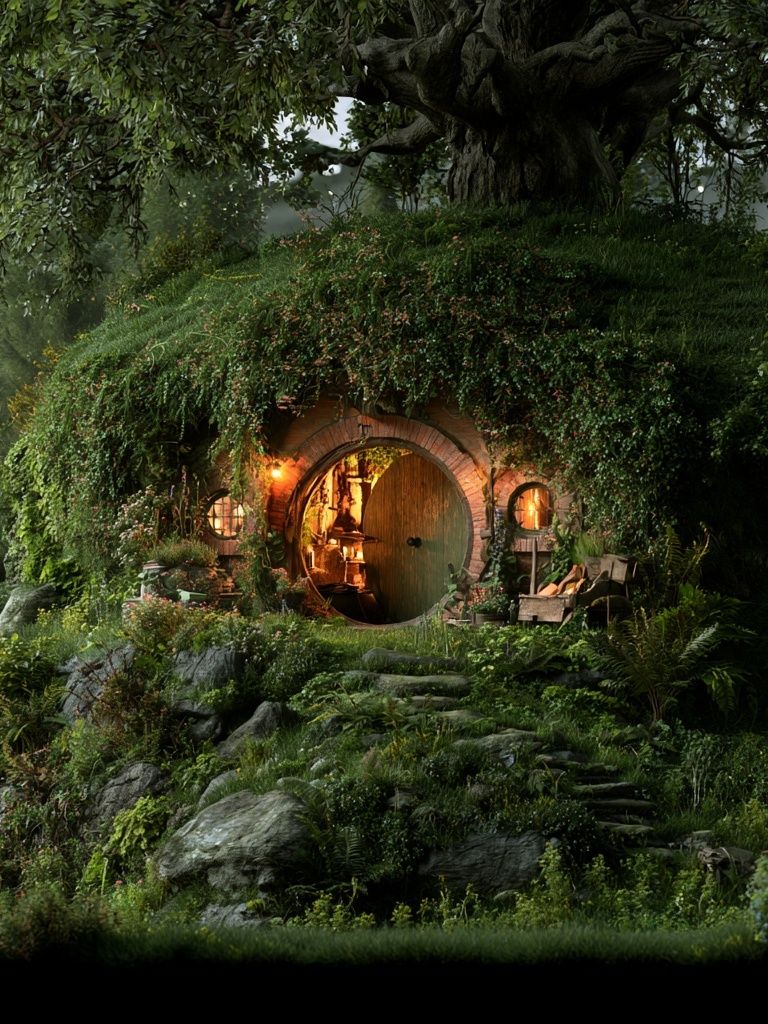Hobbit Hill Cottage Illustration Print. poster — illustration art