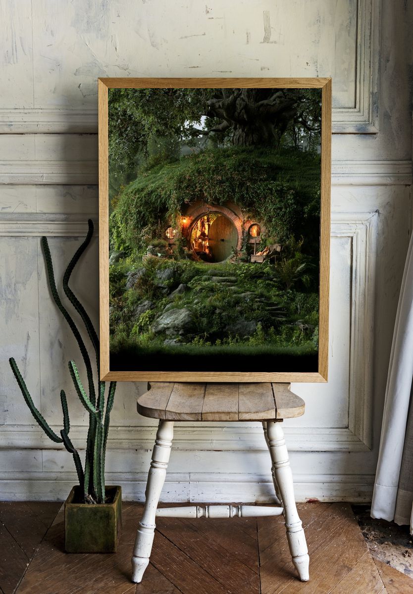 Hobbit Hill Cottage Illustration Print. — room view 1