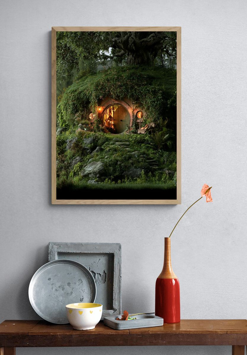 Hobbit Hill Cottage Illustration Print. — room view 3