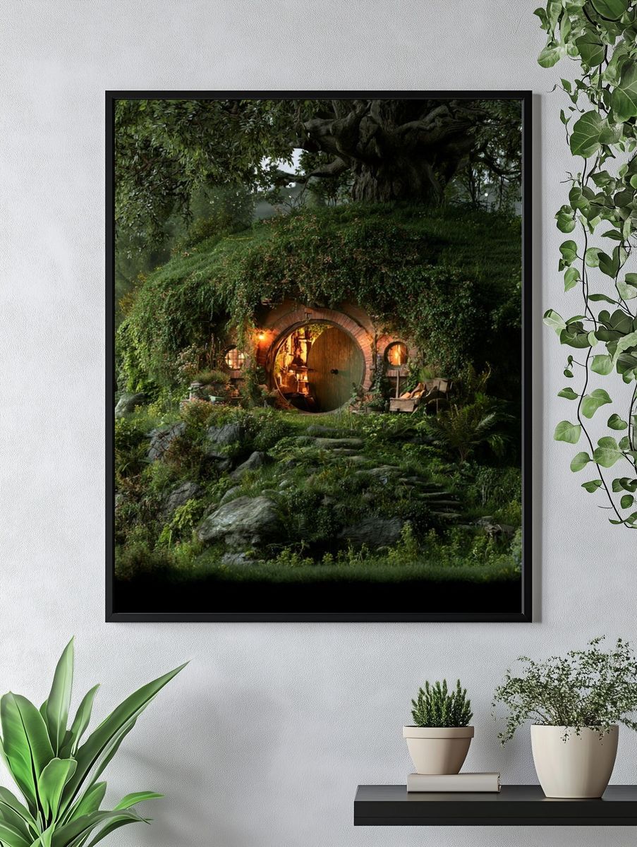 Hobbit Hill Cottage Illustration Print. — room view 4