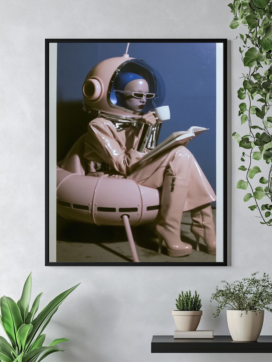 Retro Astronaut Reader Print. — room view 4
