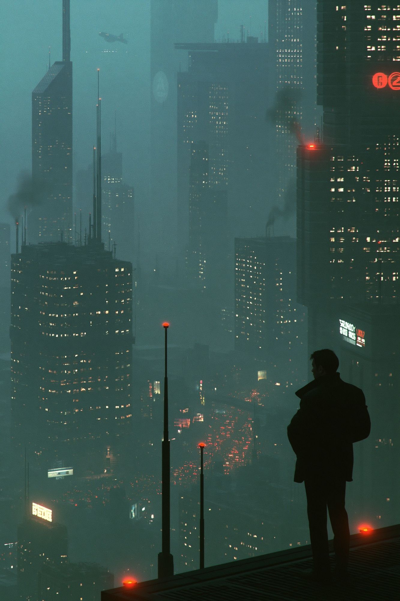 Cyberpunk City Silhouette Poster. poster detail