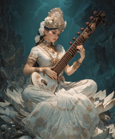 Classical Sitar Portrait Print.