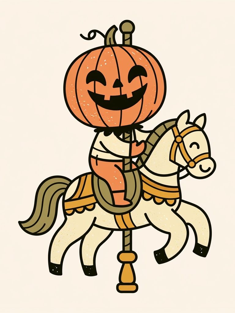Pumpkin Carousel Horse Poster. poster — illustration art